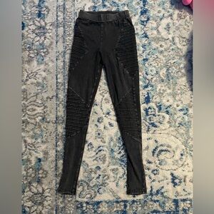 H&M Divided Gray Black Motorcycle leggings